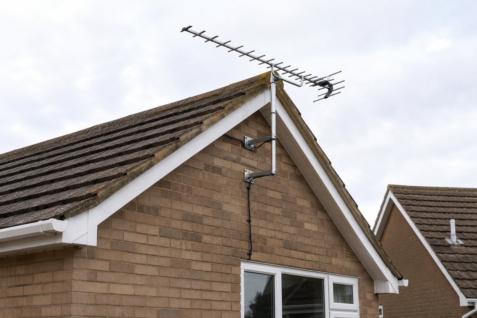 Gable mounted TV aerial installation for Coventry reception
