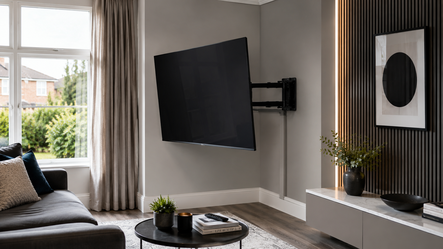 Corner TV wall mounting bracket installation