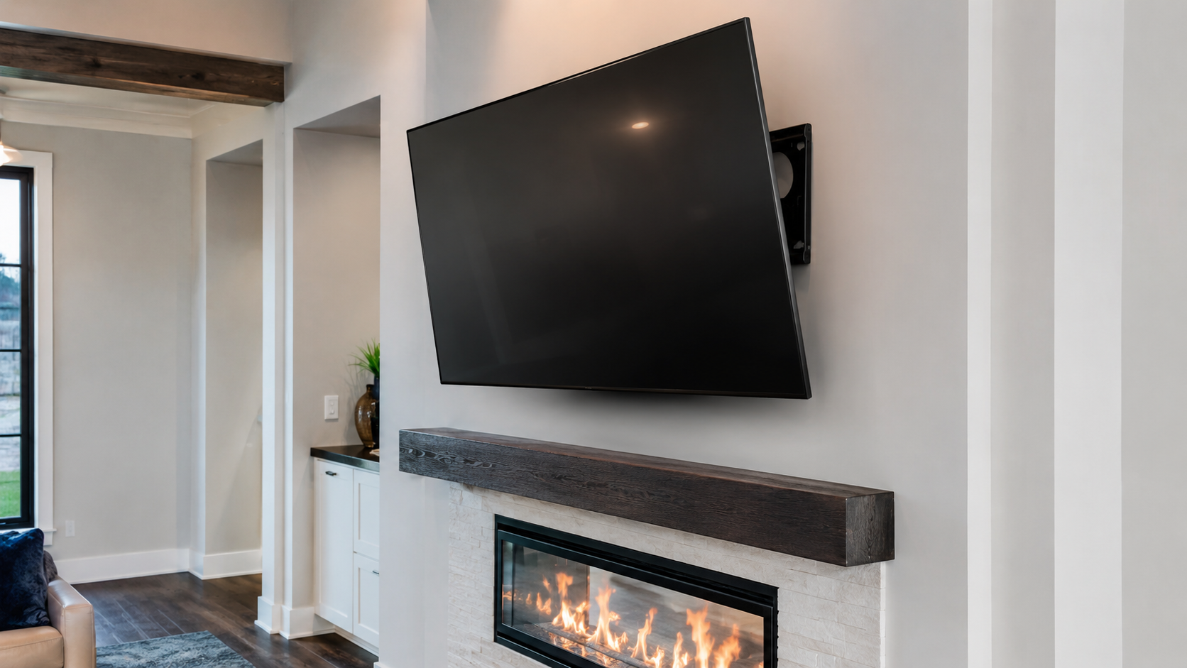 Tilting TV wall bracket fitted securely