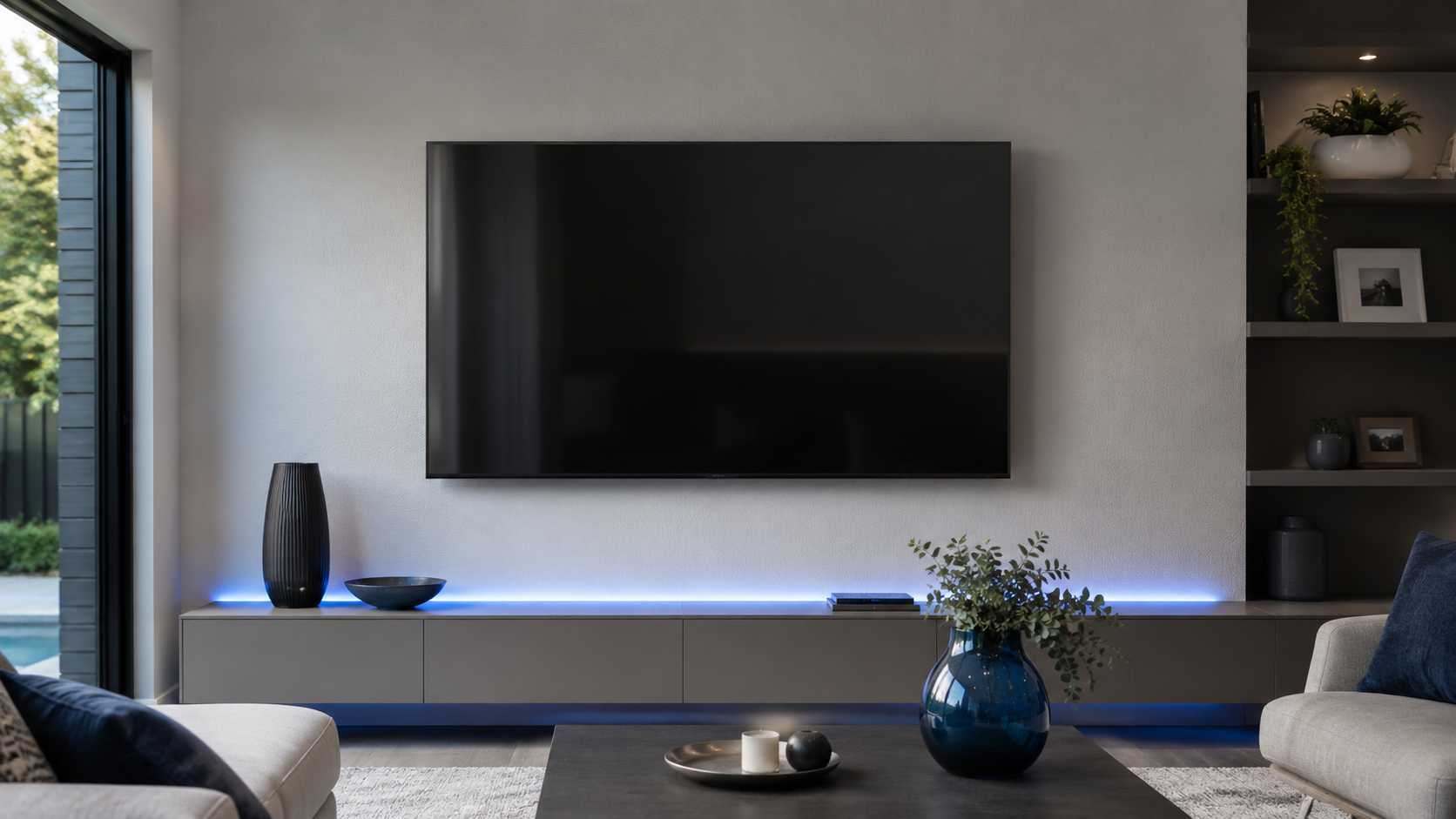 Wall mounted TV in a modern Coventry living room
